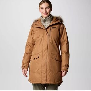 Columbia Sz XS Suttle Mountain Insulated Long Jacket Coat parka Camel Tan
